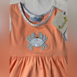 Trotter Street Kids Orange Dress with Crab Embroidery